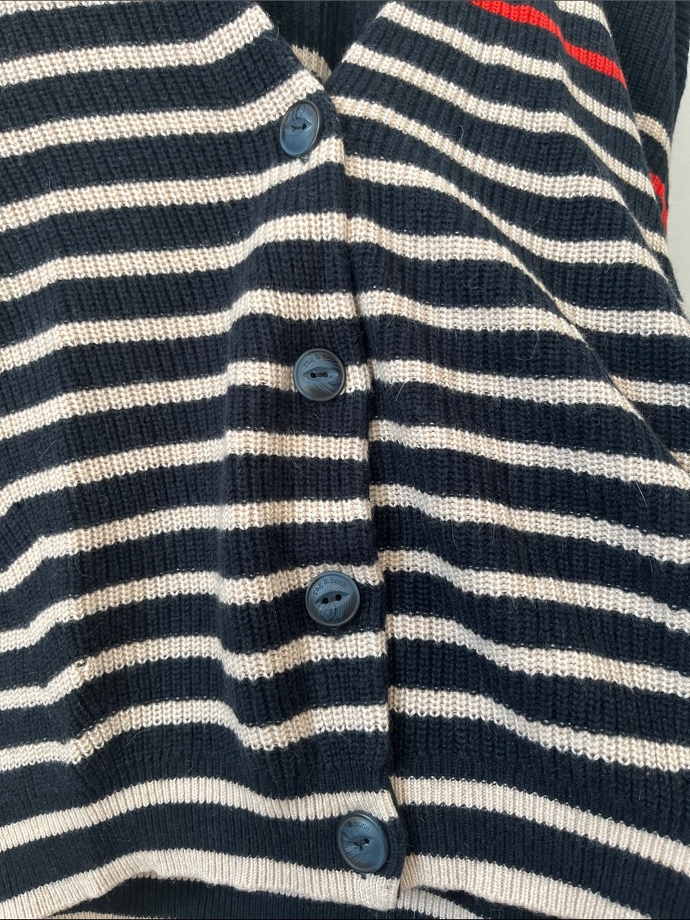 Rag & Bone Ann striped cardigan navy blue white red stripes Americana sweater - Picture 4 of 11